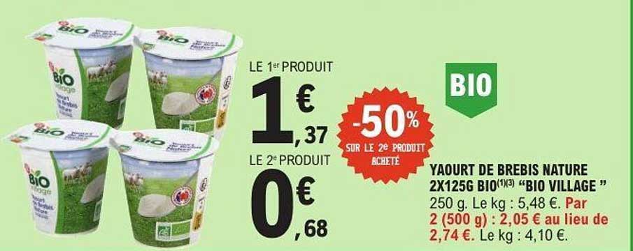 Yaourt de Brebis Nature 2x125g BIO "Bio Village"