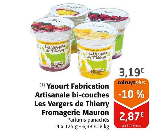 Yaourt Fabrication Artisanale bi-couches Les Vergers de Thierry Fromagerie Mauron