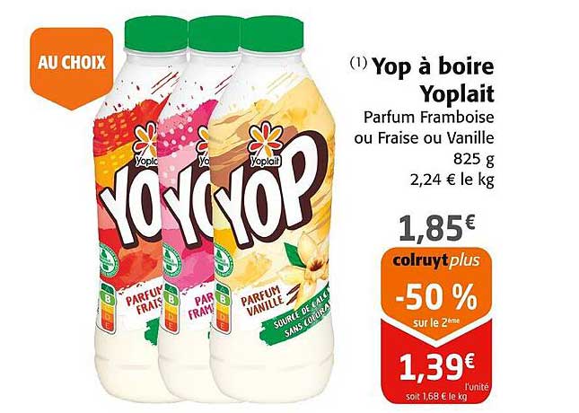 Yop à boire Yoplait Parfum Framboise ou Fraise ou Vanille