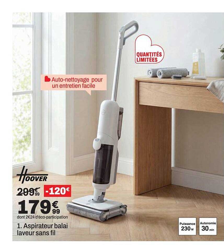 1. Aspirateur balai laveur sans fil