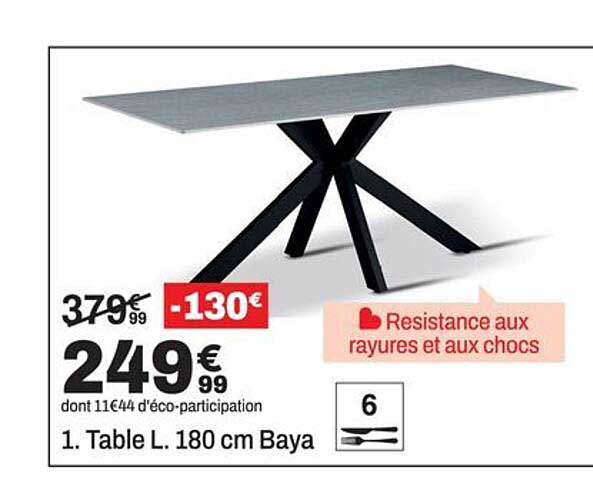 1. Table L. 180 cm Baya