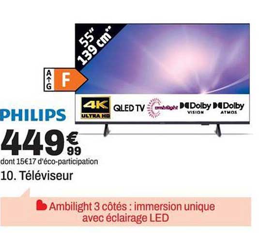 10. Téléviseur PHILIPS 55" 139 cm