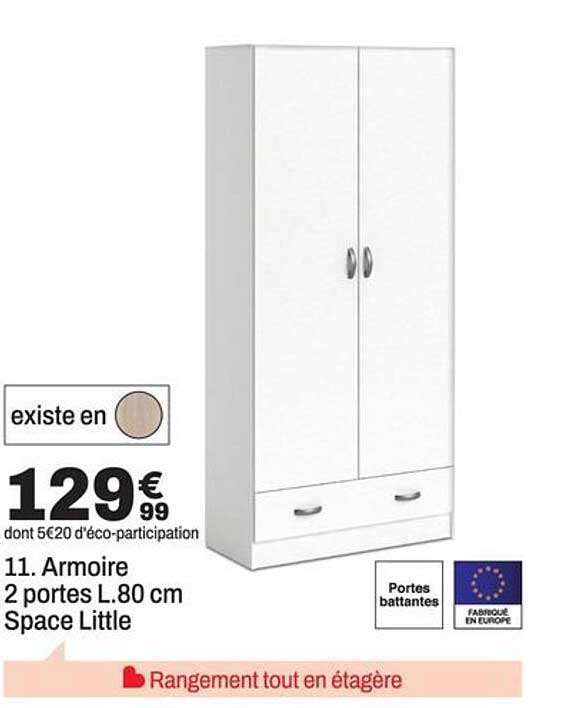11. Armoire 2 portes L.80 cm Space Little