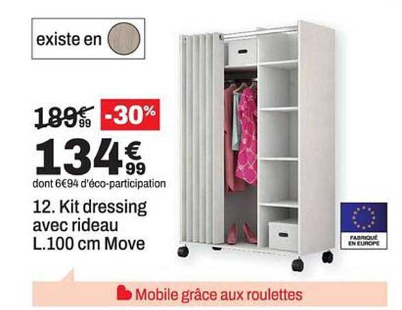 12. Kit dressing avec rideau L.100 cm Move
