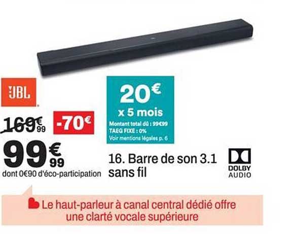 16. Barre de son 3.1 sans fil