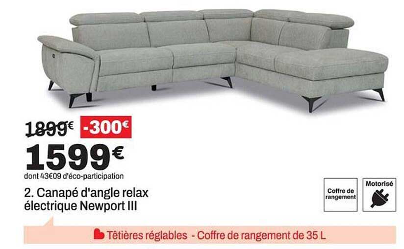 2. Canapé d'angle relax électrique Newport III