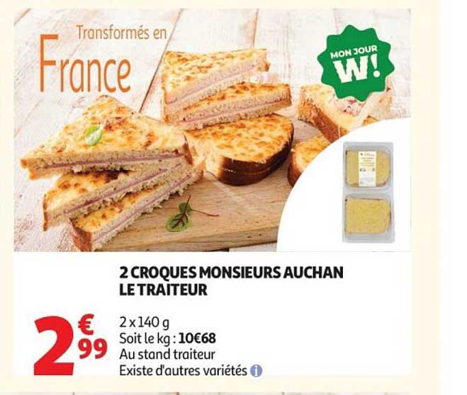 2 CROQUES MONSIEURS AUCHAN LE TRAITEUR