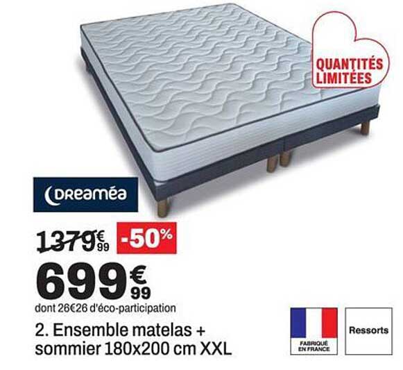 2. Ensemble matelas + sommier 180x200 cm XXL