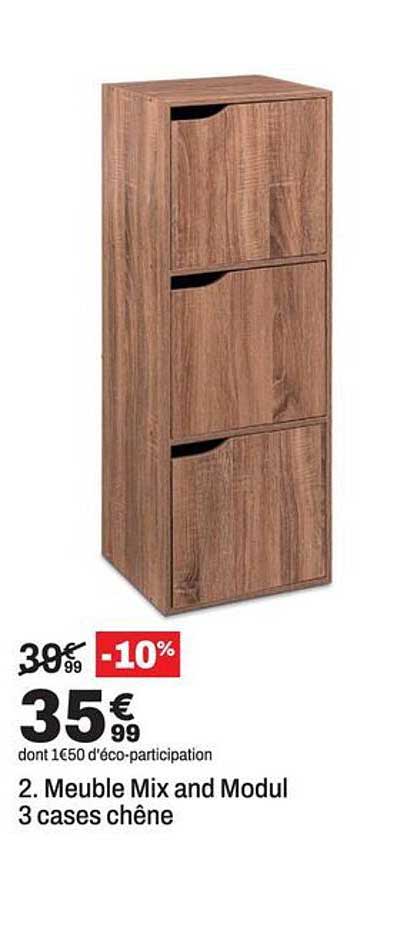 2. Meuble Mix and Modul 3 cases chêne