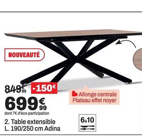 2. Table extensible L. 190/250 cm Adina