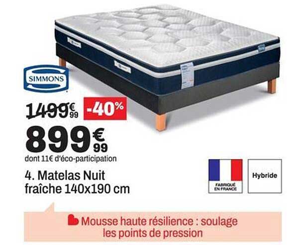 4. Matelas Nuit fraîche 140x190 cm