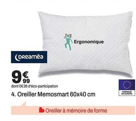 4. Oreiller Memosmart 60x40 cm