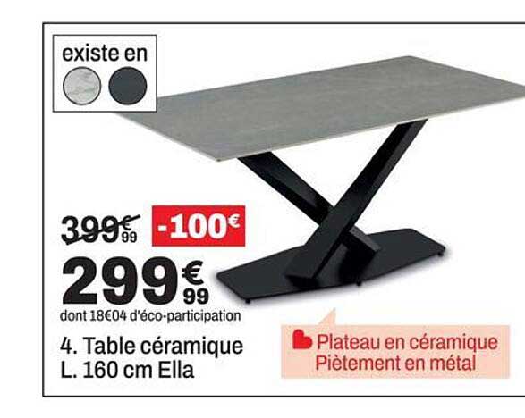 4. Table céramique L. 160 cm Ella