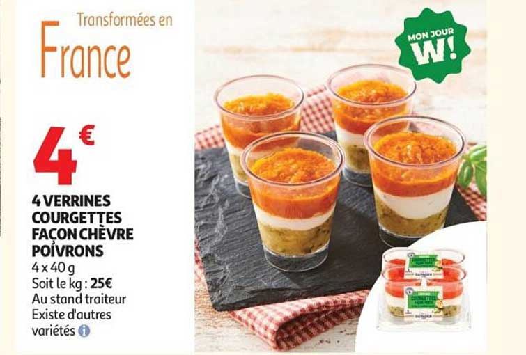 4 VERRINES COURGETTES FAÇON CHÈVRE POIVRONS