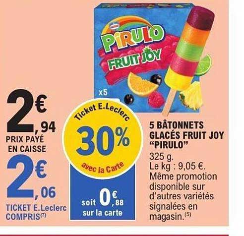 5 BÂTONNETS GLACÉS FRUIT JOY “PIRULO”