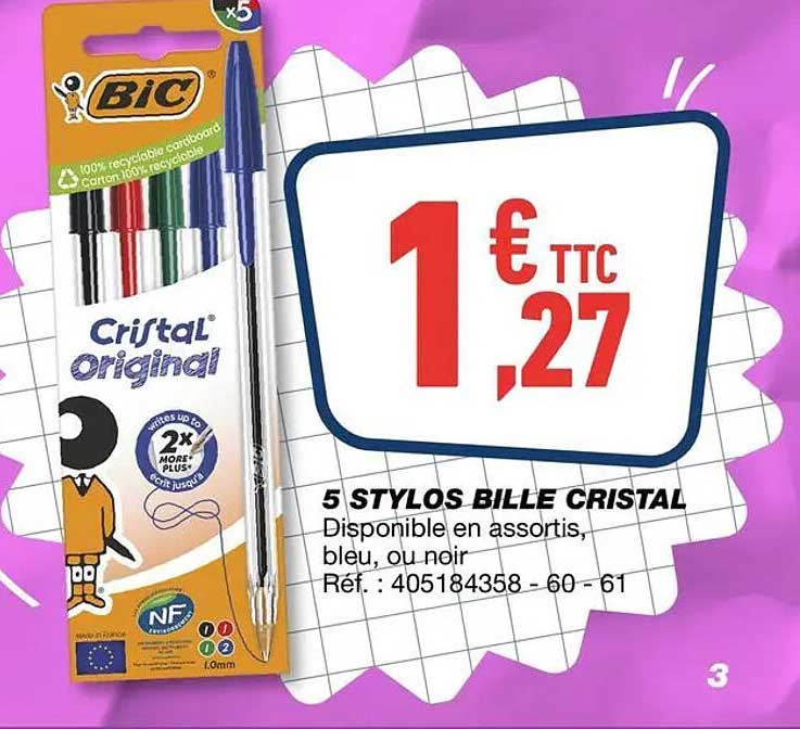 5 STYLOS BILLE CRISTAL