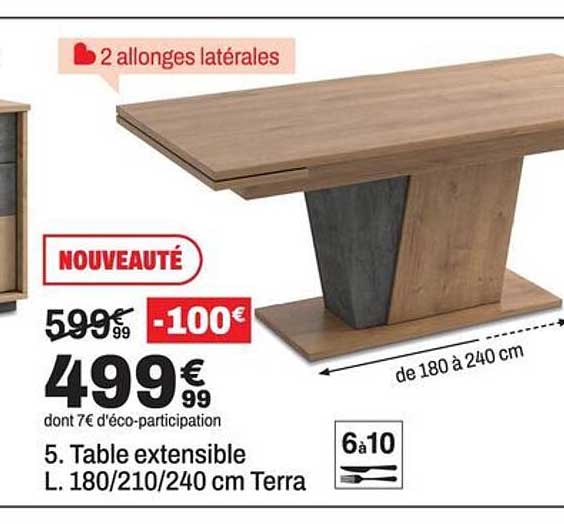5. Table extensible L. 180/210/240 cm Terra
