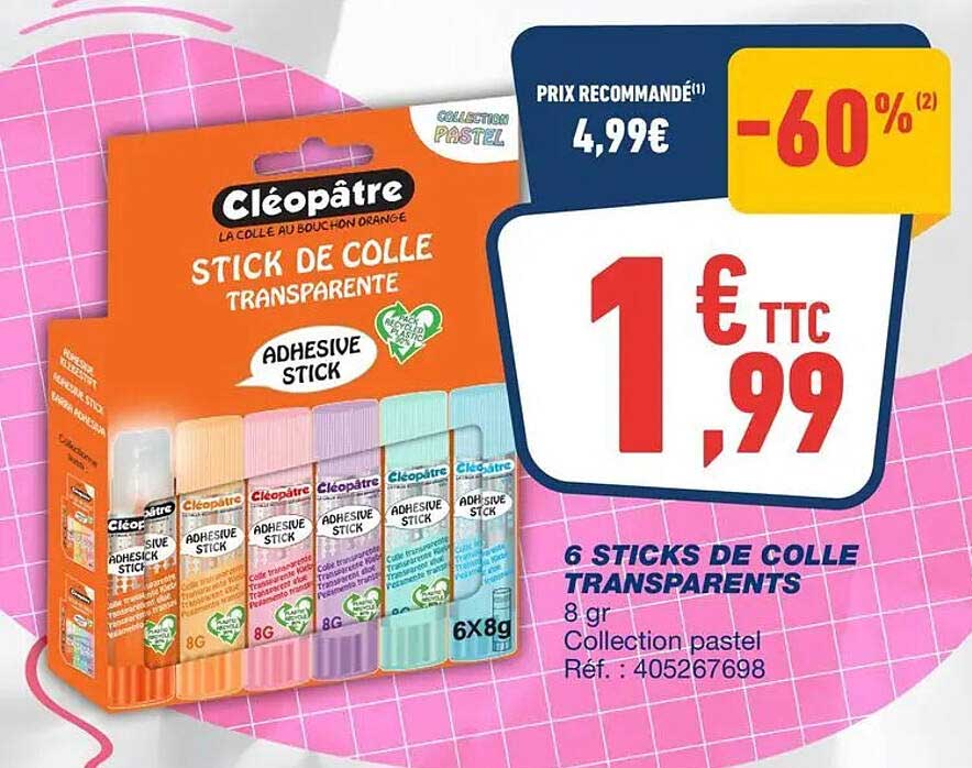 6 STICKS DE COLLE TRANSPARENTS