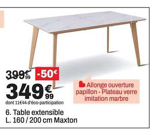 6. Table extensible L. 160 / 200 cm Maxton