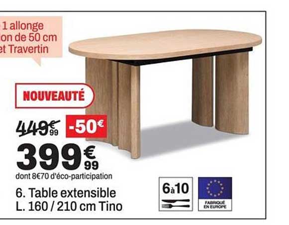 6. Table extensible L. 160/210 cm Tino