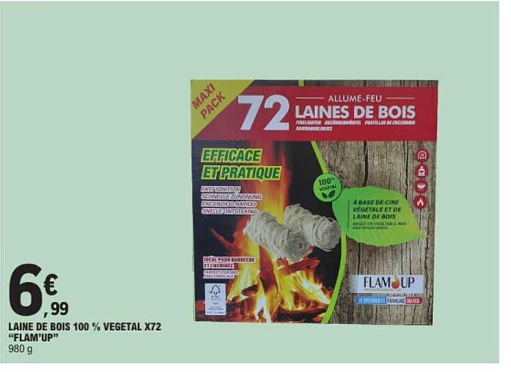 72 allume-feu laines de bois