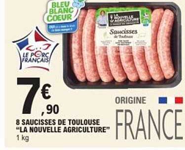 8 SAUCISSES DE TOULOUSE "LA NOUVELLE AGRICULTURE"