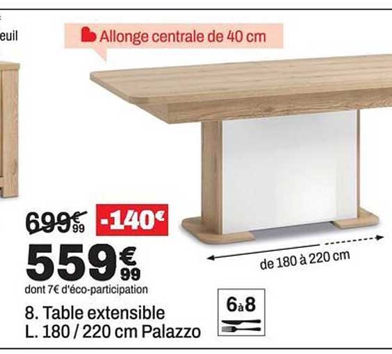 8. Table extensible L. 180 / 220 cm Palazzo