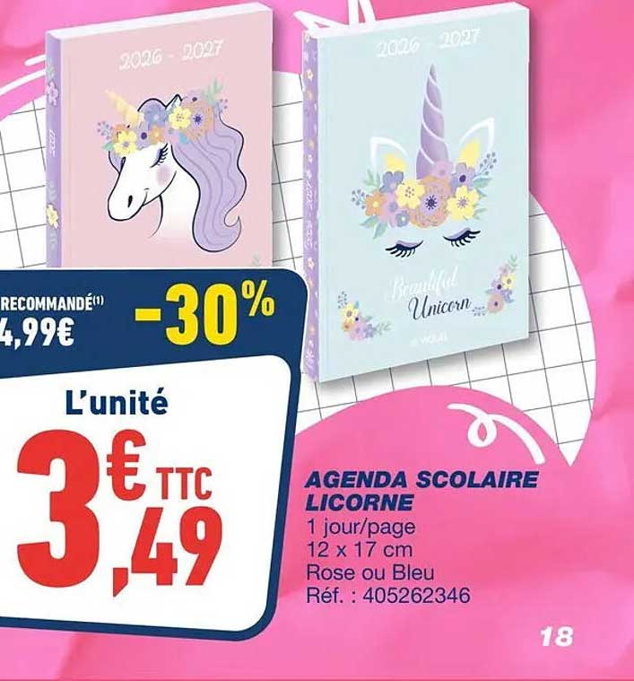 AGENDA SCOLAIRE LICORNE