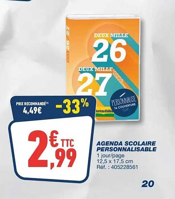 AGENDA SCOLAIRE PERSONNALISABLE