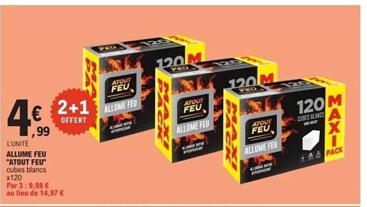 ALLUME FEU "ATOUT FEU" cubes blancs x120