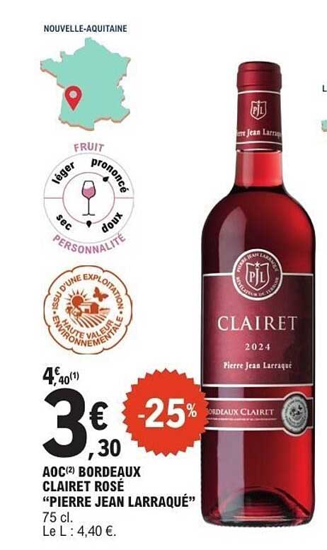 AOC(2) BORDEAUX CLAIRET ROSÉ “PIERRE JEAN LARRAQUÉ” 75 cl.