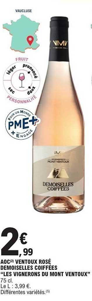 AOC(2) VENTOUX ROSÉ DEMOISELLES COIFFÉES “LES VIGNERONS DU MONT VENTOUX”
