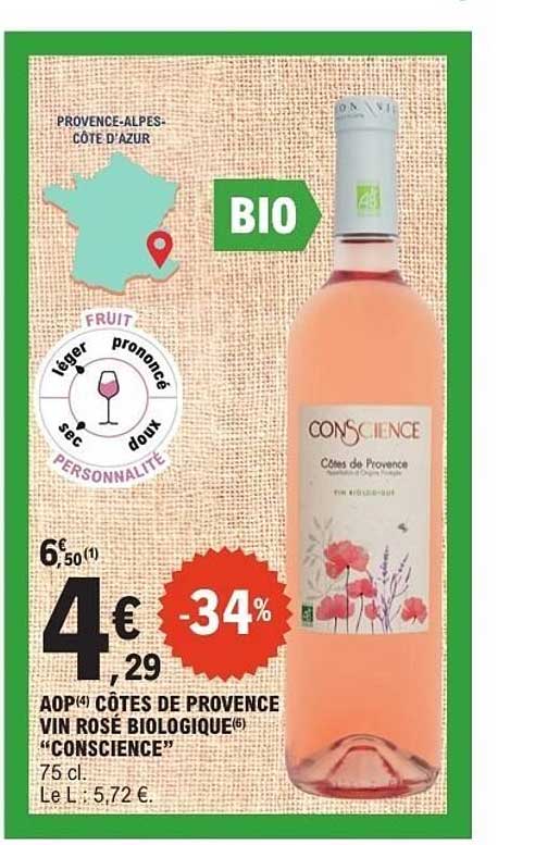 AOP(4) CÔTES DE PROVENCE VIN ROSÉ BIOLOGIQUE(6) "CONSCIENCE"