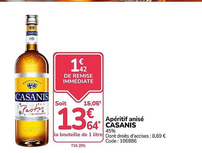 Apéritif anisé CASANIS 45%