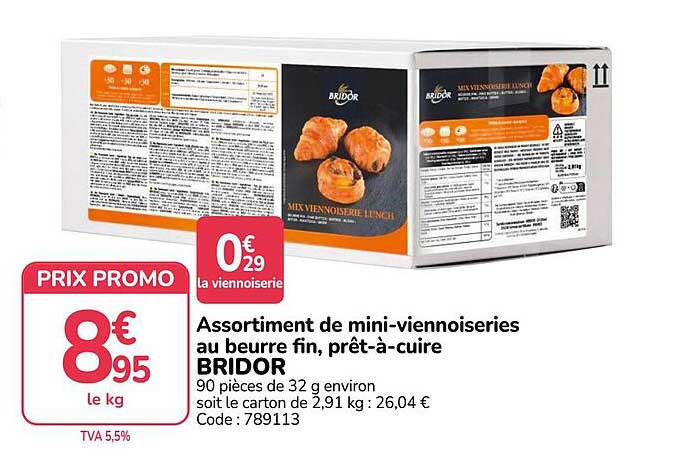 Assortiment de mini-viennoiseries au beurre fin, prêt-à-cuire BRIDOR