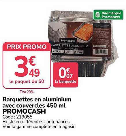 Barquettes en aluminium avec couvercles 450 ml PROMOCASH