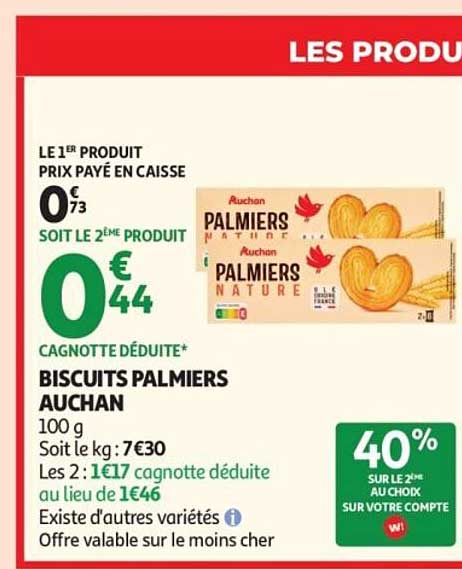 BISCUITS PALMIERS AUCHAN
