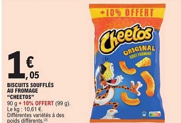 BISCUITS SOUFFLÉS AU FROMAGE “CHEETOS” 90 g + 10% OFFERT (99 g)