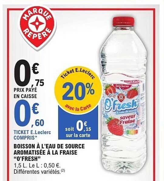 BOISSON À L'EAU DE SOURCE AROMATISÉE À LA FRAISE “O’FRESH”