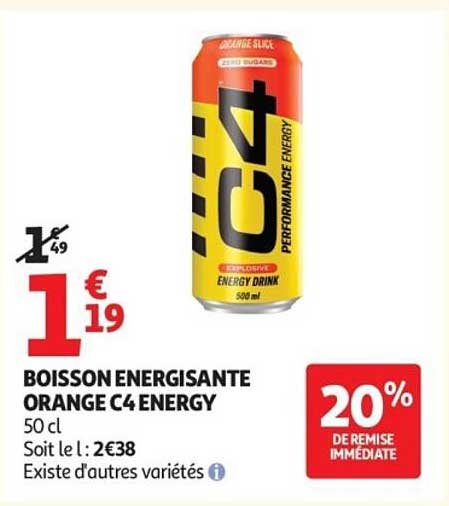 BOISSON ENERGISANTE ORANGE C4 ENERGY