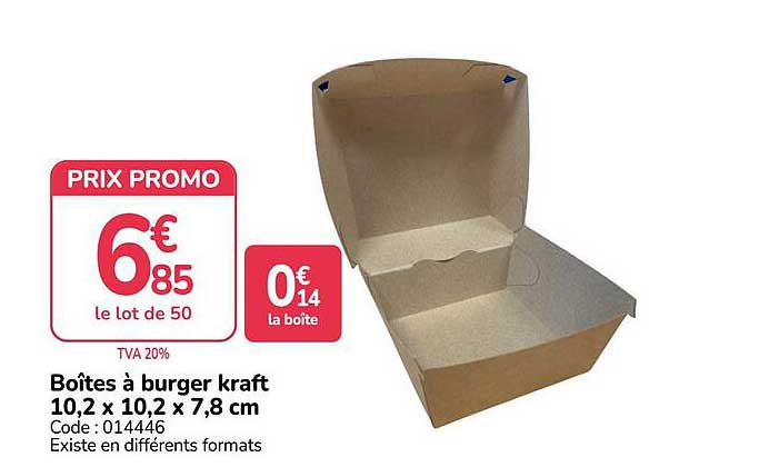 Boîtes à burger kraft 10,2 x 10,2 x 7,8 cm