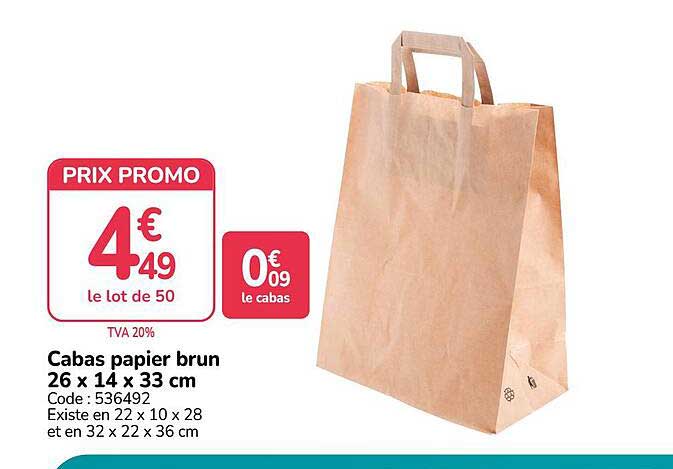 Cabas papier brun 26 x 14 x 33 cm