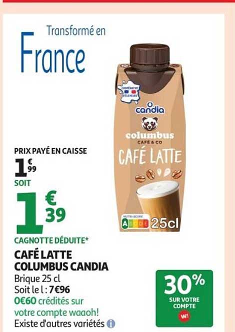 CAFÉ LATTE COLUMBUS CANDIA