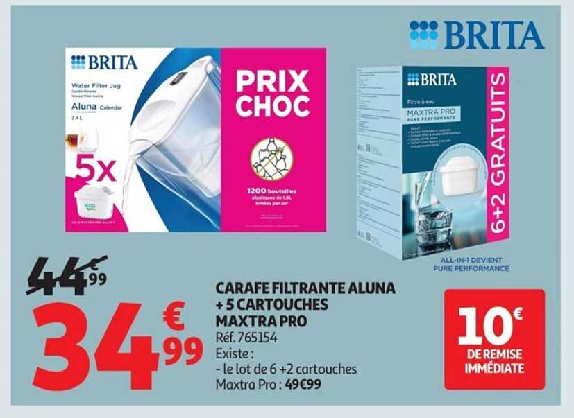 CARAFE FILTRANTE ALUNA + 5 CARTOUCHES MAXTRA PRO