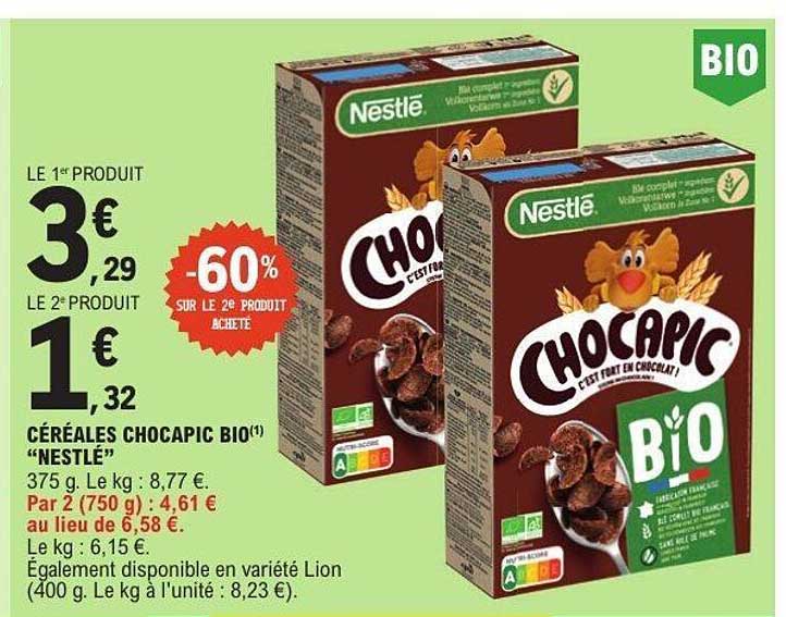 CÉRÉALES CHOCAPIC BIO “NESTLÉ”