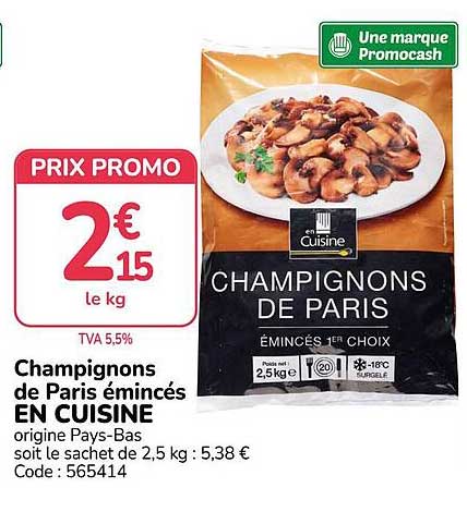 Champignons de Paris émincés EN CUISINE