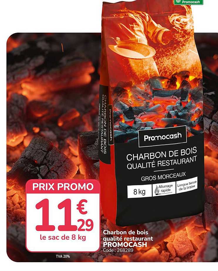 Charbon de bois qualité restaurant PROMOCASH