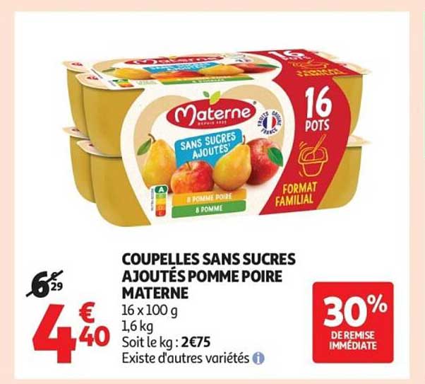 COUPELLES SANS SUCRES AJOUTÉS POMME POIRE MATERNE