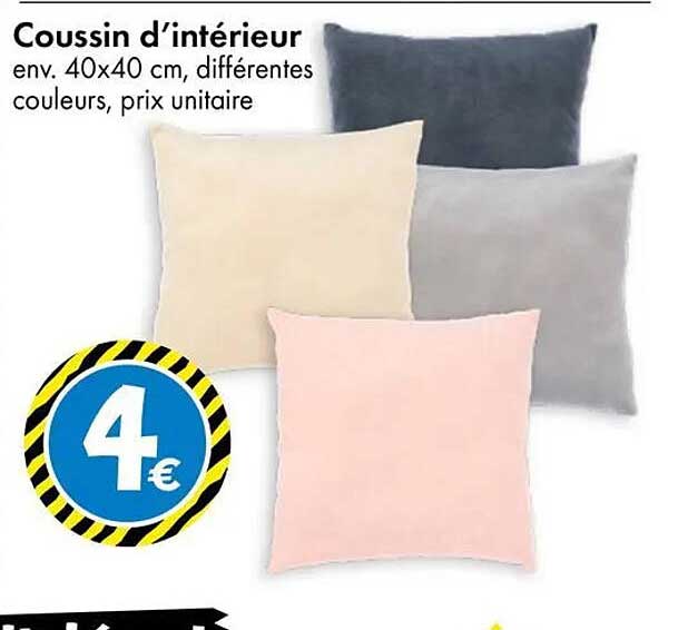 Coussin d’intérieur env. 40x40 cm, différentes couleurs, prix unitaire
