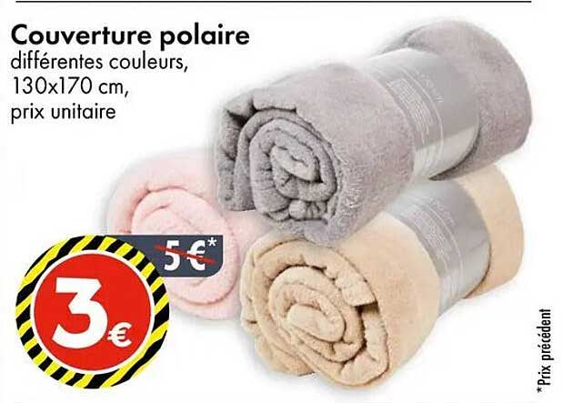 Couverture polaire différentes couleurs, 130x170 cm, prix unitaire